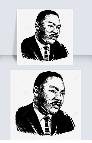 钢笔墨水画马丁路德金人像黑白素描伟