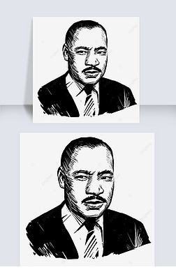 黑白素描马丁路德金纪念日人像头像伟人插画元素