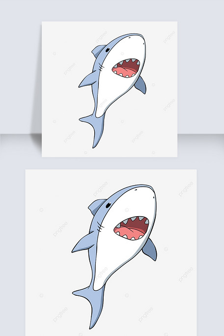 可爱鲨鱼剪贴画卡通风格