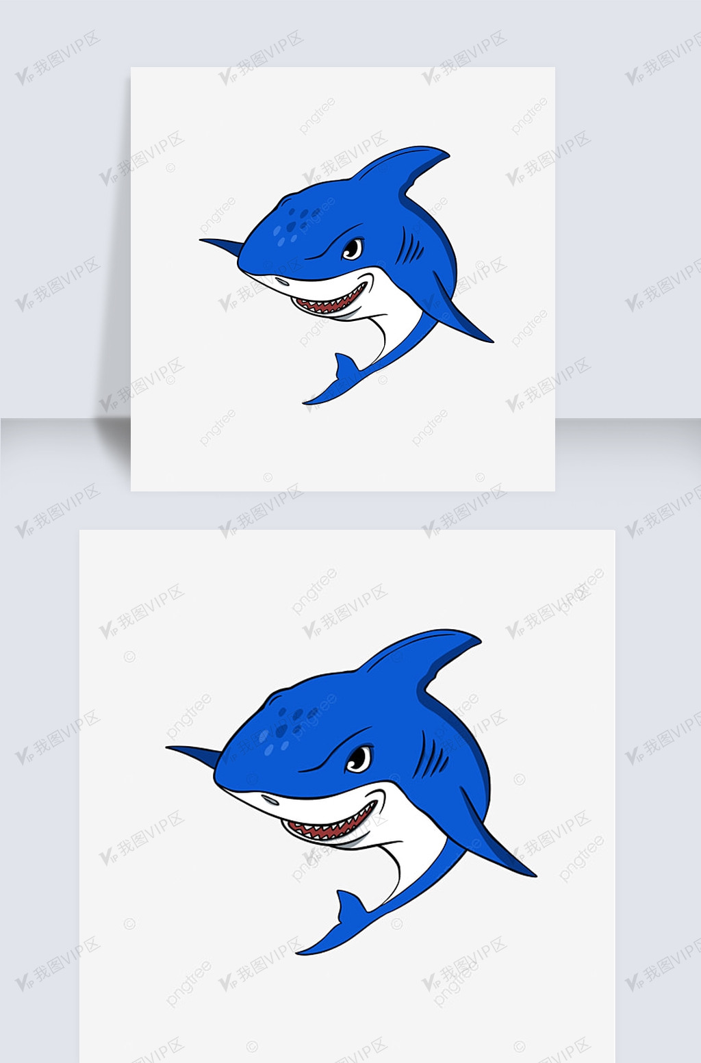 凶猛的卡通鲨鱼剪贴画手绘