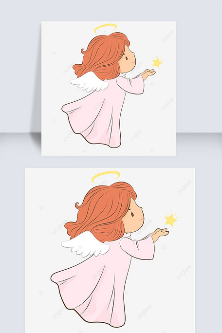 手绘飞翔的天使女孩
