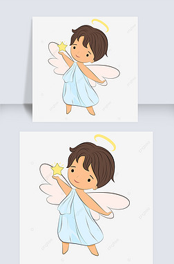 天使男孩免抠元素|可爱的天使男孩卡通人物