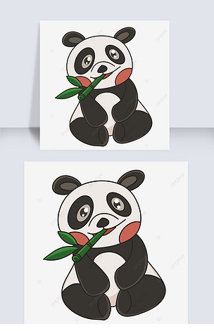坐着吃竹子的熊猫剪贴画