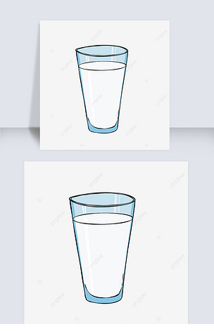 手绘卡通风格牛奶玻璃杯glass