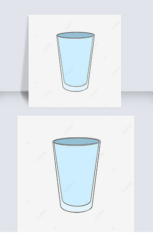 手绘卡通风格简约玻璃杯杯子glass clipart