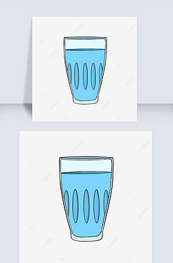 开水杯子免抠元素|手绘玻璃杯卡通风格glass clipart