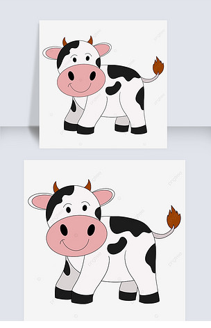手绘卡通奶牛剪贴画