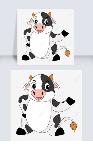 手绘卡通奶牛黑色剪贴画