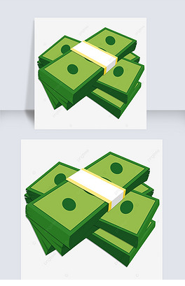 money clipart绿色卡通一沓钞票剪贴画元素