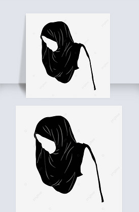 头巾女性低头侧面剪影