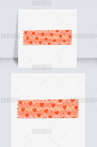 红色的爱心格子胶带纸