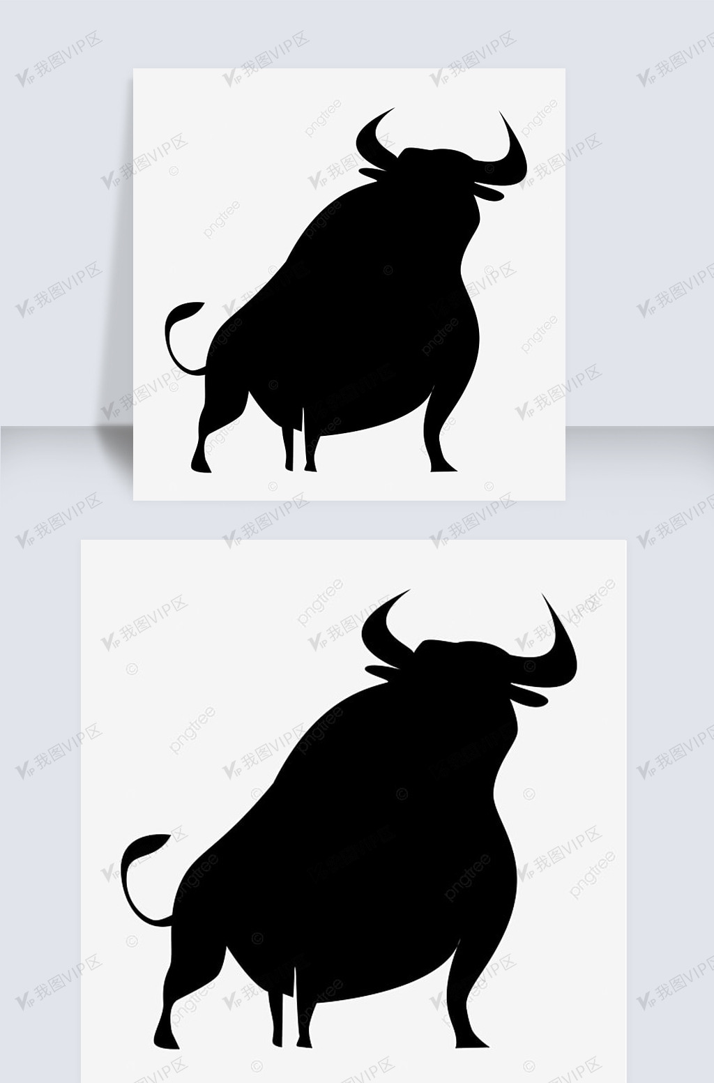 黑色公牛顶角剪影