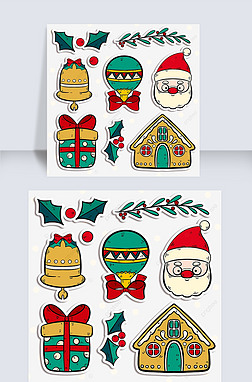 圣诞老人礼物糖果屋贴纸