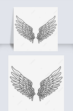 手绘线条可爱卡通天使装饰翅膀