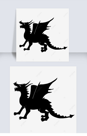 卡通西方龙剪影元素