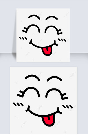 吐舌头的可爱线条表情