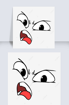 卡通黑色描线生气皱眉大眼睛表情包