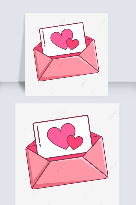 放着爱心卡片的粉色信封