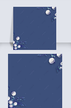优雅蓝色背景创意背景|优雅复古蓝色花朵背景