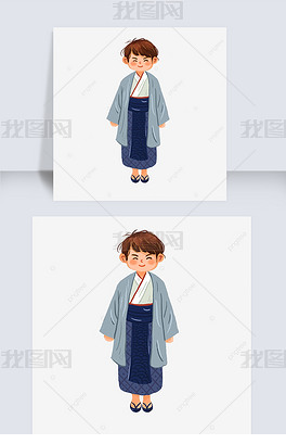 原创卡通可爱人物古装和服男生