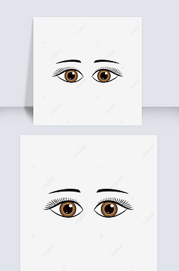 矢量卡通动漫简约棕色眼睛眉毛素材 eyes clipart