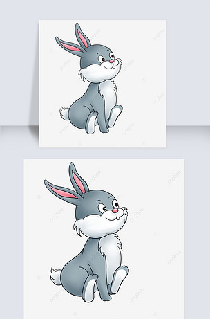 蹲着剪贴画兔子