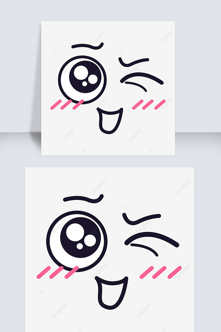 可爱脸部卡通表情包图片眨眼