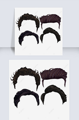 手绘男士免抠元素|手绘多样男士发型