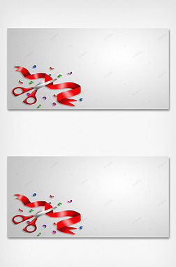 开幕式剪彩红色剪刀丝带背景