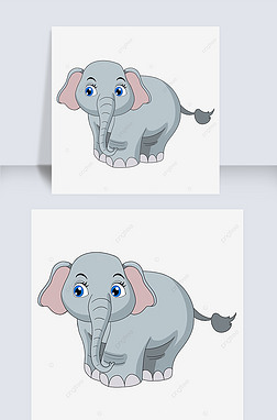 卡通手绘大象灰色剪贴画