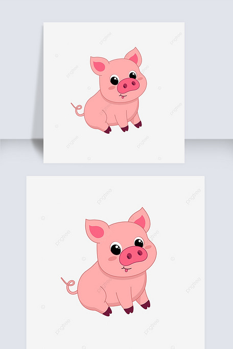 卡通矢量剪贴画胖蹲着可爱小猪p