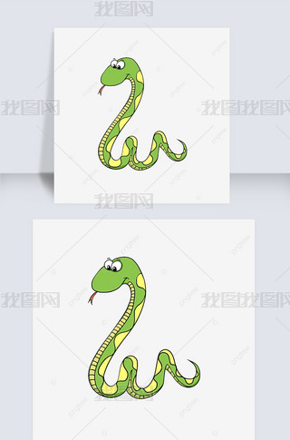 手绘可爱蛇剪贴画