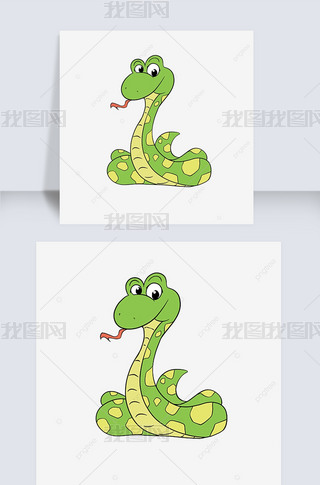 蛇剪贴画贴图手绘可爱插画