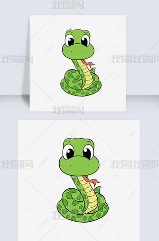 蛇剪贴画贴图手绘可爱插画