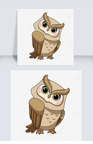 owl clipart歪头红晕粗眉毛站立猫头鹰剪贴画