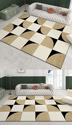 复古北欧现代简约轻奢抽象几何客厅地毯床边地毯