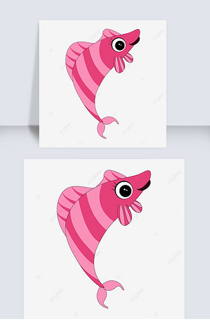 可爱的粉色鱼卡通剪贴画
