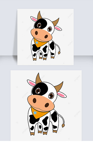 歪头可爱剪贴画黑白色奶牛
