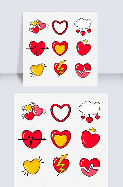 红色线条心动爱心