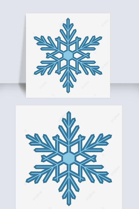 冬季下月简约六边雪花剪贴画