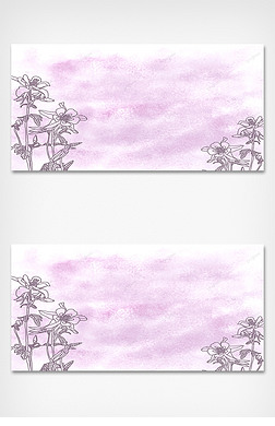 渐变水彩紫色花朵婚礼主题背景