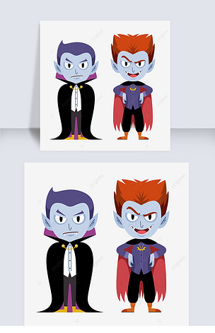 手绘可爱卡通q版吸血鬼