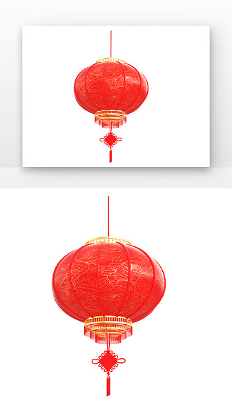C4D灯笼传统中国风灯笼中国结3d元素