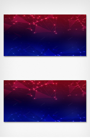 红色和蓝色光效低聚合背景