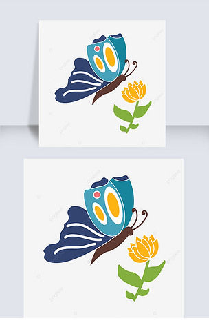 svg彩色蝶恋花装饰元素