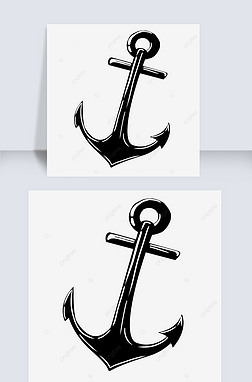 黑白插画图片免抠元素|创意设计插画海盗图片船锚