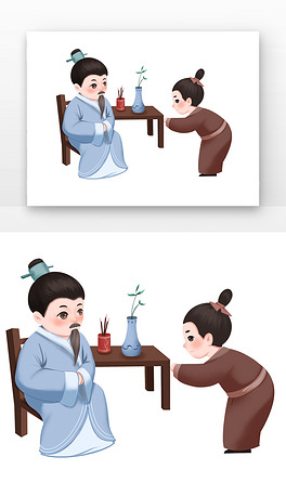 行礼插画图片