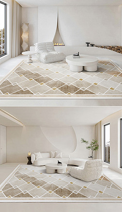 现代简约轻奢抽象几何客厅卧室地毯地垫