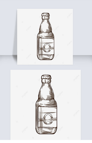 手绘卡通插画啤酒创意设计瓶子