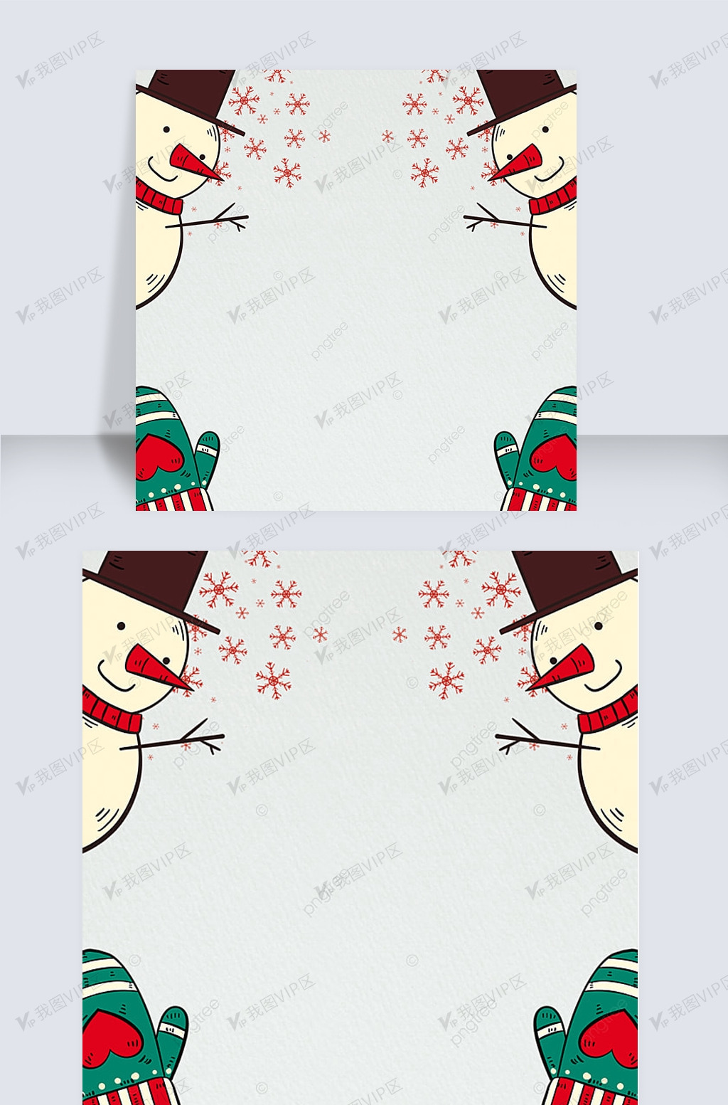 白色简约雪人雪花背景